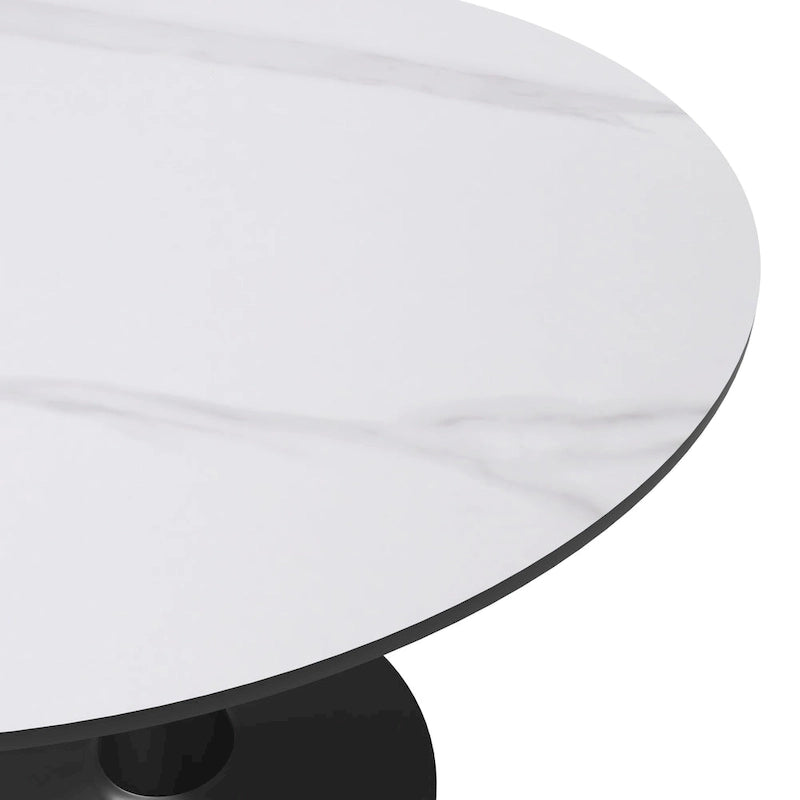 Table de salle à manger ronde LeisureMod, plateau en pierre frittée de 40 pouces