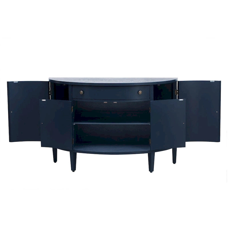 Meuble de rangement au design incurvé avec étagères et tiroir réglables