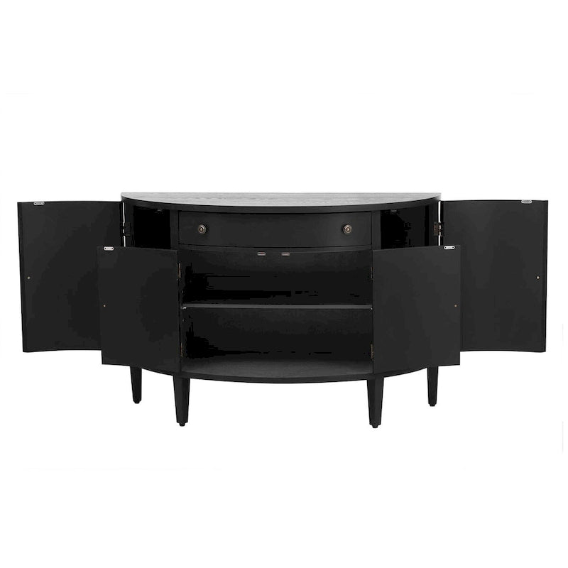 Meuble de rangement au design incurvé avec étagères et tiroir réglables