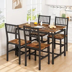 5-Piece Dining Table and Chairs Set, Modern Industrial Dining Table Set, Dinette, Space Saving Dining Set for Small Space, Pub