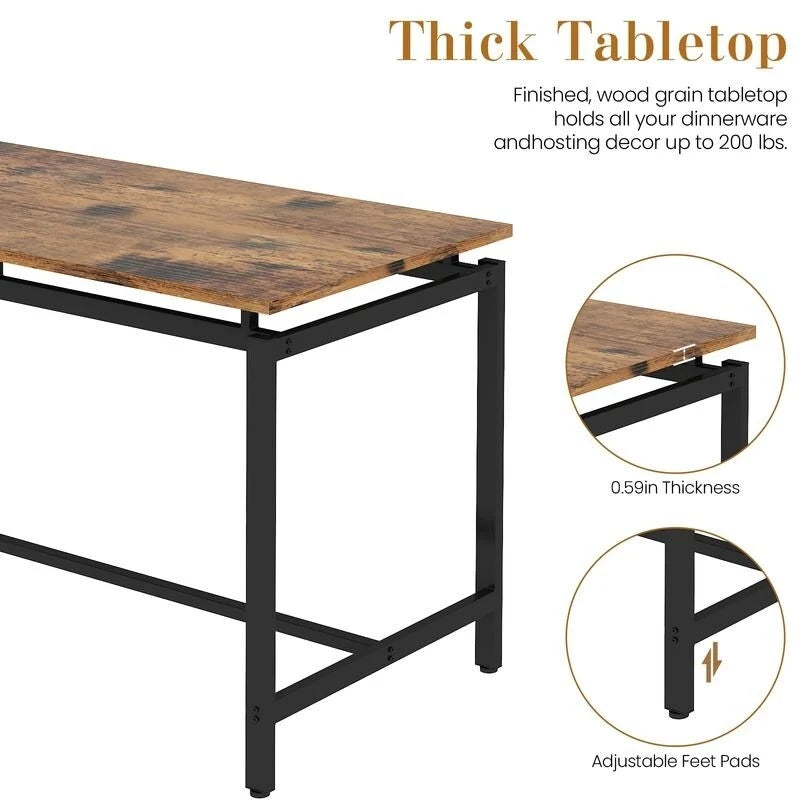 Ensemble table et chaises de salle à manger 5 pièces, style industriel moderne, coin repas, gain de place pour petits espaces, style pub