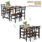 Ensemble table et chaises de salle à manger 5 pièces, style industriel moderne, coin repas, gain de place pour petits espaces, style pub