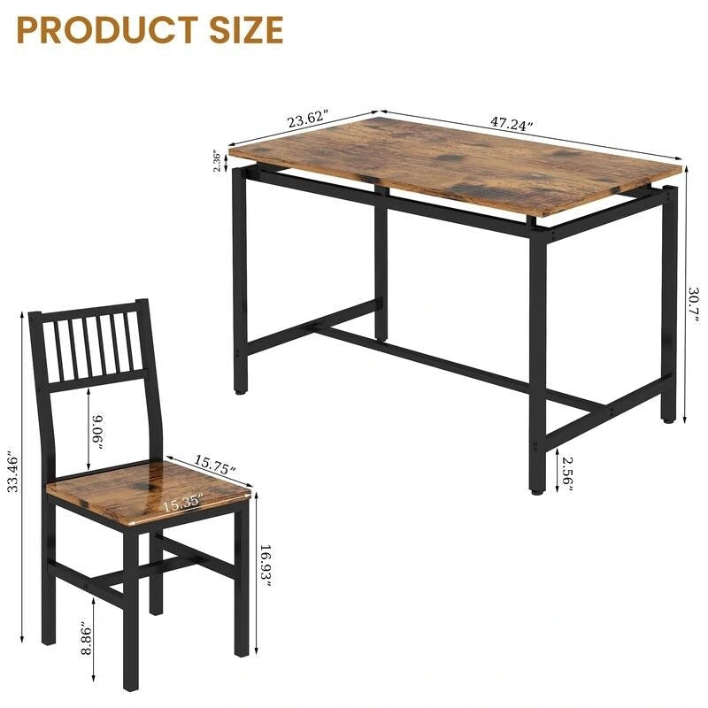 Ensemble table et chaises de salle à manger 5 pièces, style industriel moderne, coin repas, gain de place pour petits espaces, style pub