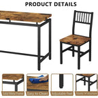 Ensemble table et chaises de salle à manger 5 pièces, style industriel moderne, coin repas, gain de place pour petits espaces, style pub