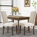 Dining Chairs Set of 2/4/6 , Modern Upholstered High-end Dining Room Chair with Nailhead Back Solid Wood Legs, Fabric Side Chair