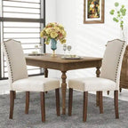 Dining Chairs Set of 2/4/6 , Modern Upholstered High-end Dining Room Chair with Nailhead Back Solid Wood Legs, Fabric Side Chair