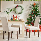 Ensemble de 2/4/6 chaises de salle à manger, chaise de salle à manger haut de gamme moderne et rembourrée avec dossier clouté et pieds en bois massif, chaise d'appoint en tissu