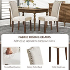 Ensemble de 2/4/6 chaises de salle à manger, chaise de salle à manger haut de gamme moderne et rembourrée avec dossier clouté et pieds en bois massif, chaise d'appoint en tissu