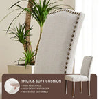 Ensemble de 2/4/6 chaises de salle à manger, chaise de salle à manger haut de gamme moderne et rembourrée avec dossier clouté et pieds en bois massif, chaise d'appoint en tissu