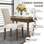 Ensemble de 2/4/6 chaises de salle à manger, chaise de salle à manger haut de gamme moderne et rembourrée avec dossier clouté et pieds en bois massif, chaise d'appoint en tissu