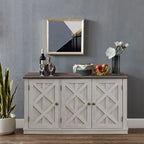 Meuble TV rustique en bois naturel de 122 cm (48 po) - Compatible avec les téléviseurs jusqu'à 140 cm (55 po)