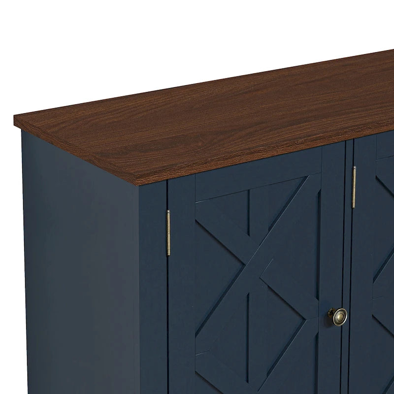 Meuble TV rustique en bois naturel de 122 cm (48 po) - Compatible avec les téléviseurs jusqu'à 140 cm (55 po)