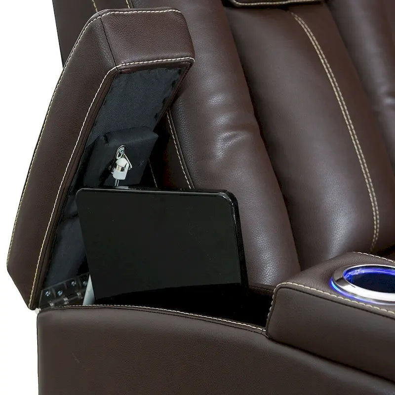 Canapé inclinable électrique en cuir marron Seatcraft Republic pour home cinéma
