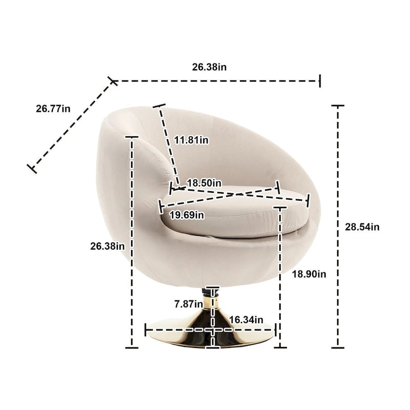 HOMEFUN Fauteuils d'appoint pivotants à 360° en velours, modèle Cuddle Barrel, lot de 2