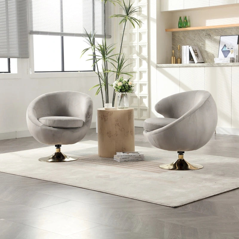 HOMEFUN Fauteuils d'appoint pivotants à 360° en velours, modèle Cuddle Barrel, lot de 2