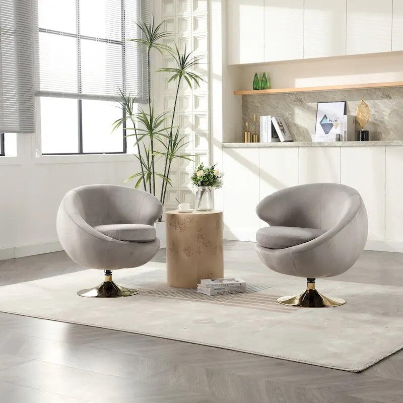 HOMEFUN Fauteuils d'appoint pivotants à 360° en velours, modèle Cuddle Barrel, lot de 2
