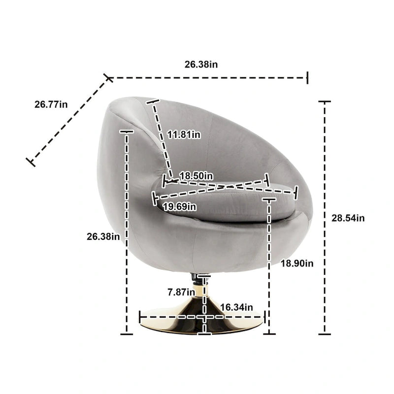 HOMEFUN Fauteuils d'appoint pivotants à 360° en velours, modèle Cuddle Barrel, lot de 2