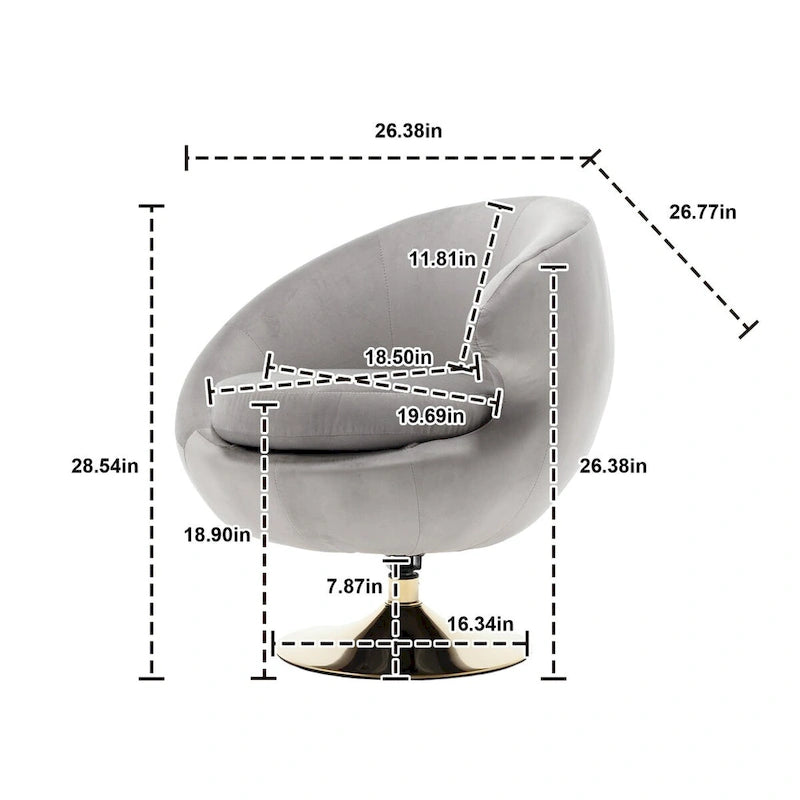 HOMEFUN Fauteuils d'appoint pivotants à 360° en velours, modèle Cuddle Barrel, lot de 2