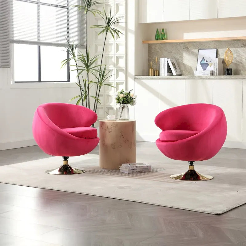 HOMEFUN Fauteuils d'appoint pivotants à 360° en velours, modèle Cuddle Barrel, lot de 2