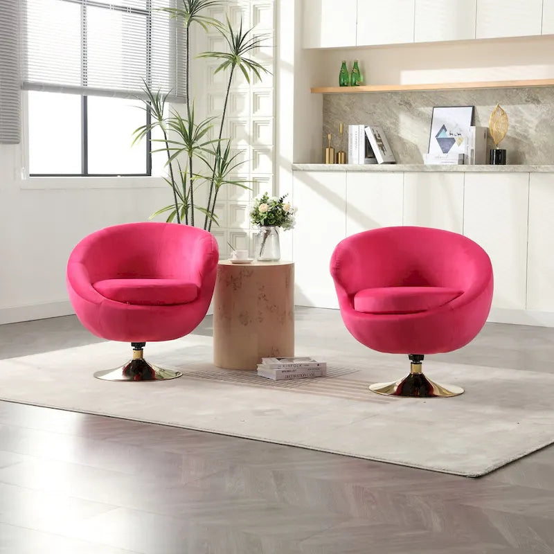 HOMEFUN Fauteuils d'appoint pivotants à 360° en velours, modèle Cuddle Barrel, lot de 2