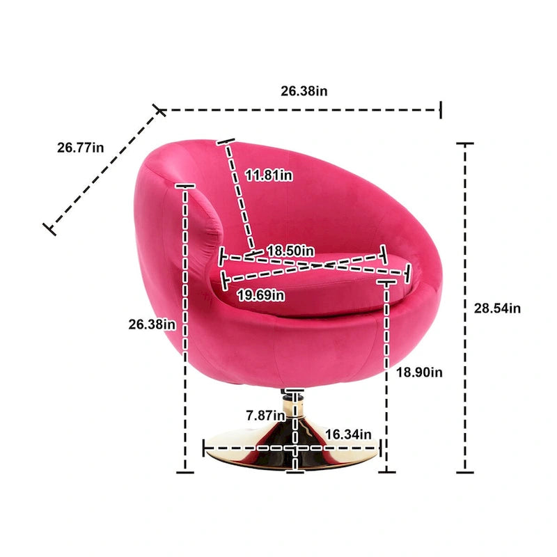 HOMEFUN Fauteuils d'appoint pivotants à 360° en velours, modèle Cuddle Barrel, lot de 2