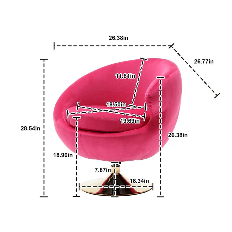 HOMEFUN Fauteuils d'appoint pivotants à 360° en velours, modèle Cuddle Barrel, lot de 2