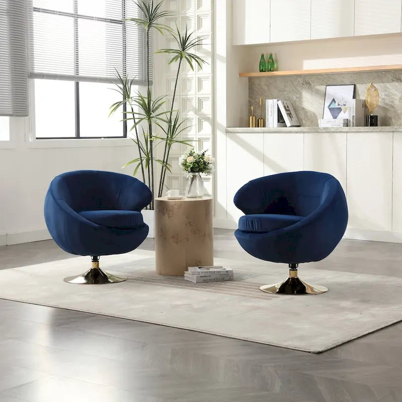HOMEFUN Fauteuils d'appoint pivotants à 360° en velours, modèle Cuddle Barrel, lot de 2