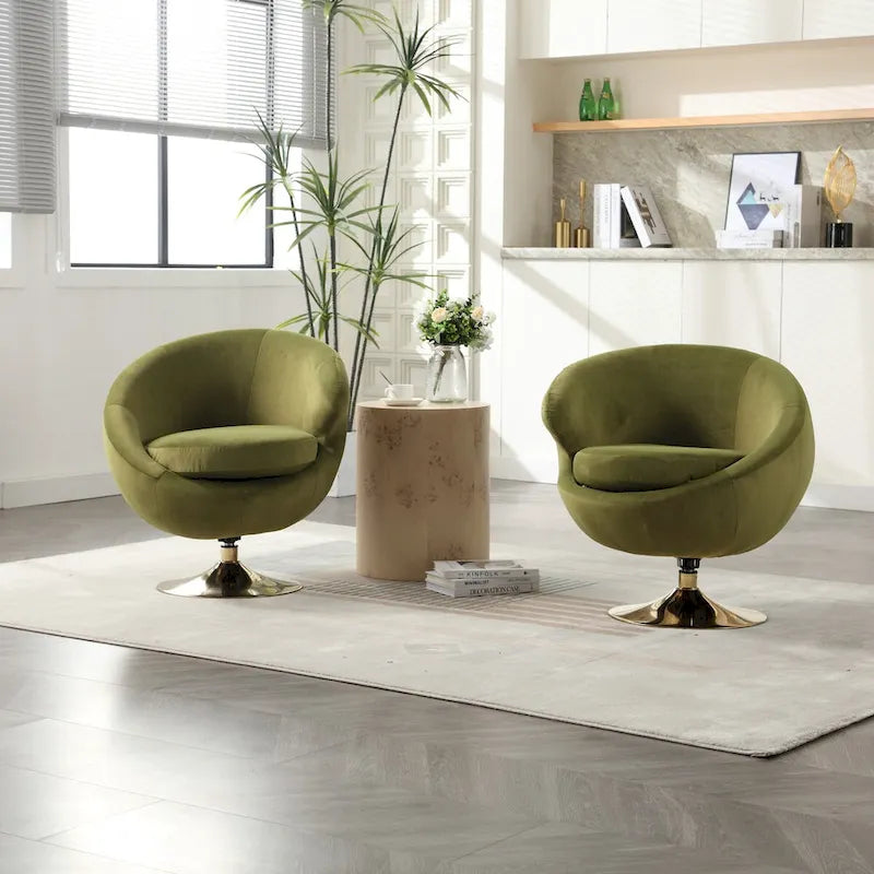 HOMEFUN Fauteuils d'appoint pivotants à 360° en velours, modèle Cuddle Barrel, lot de 2