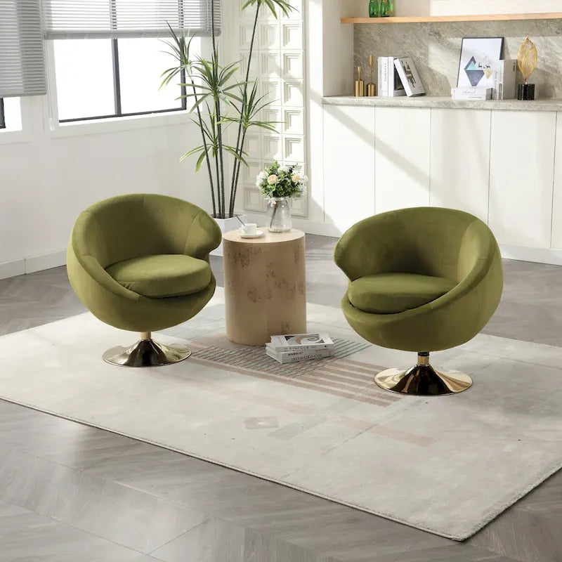 HOMEFUN Fauteuils d'appoint pivotants à 360° en velours, modèle Cuddle Barrel, lot de 2