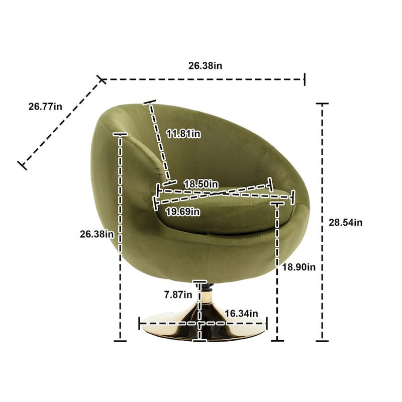 HOMEFUN Fauteuils d'appoint pivotants à 360° en velours, modèle Cuddle Barrel, lot de 2