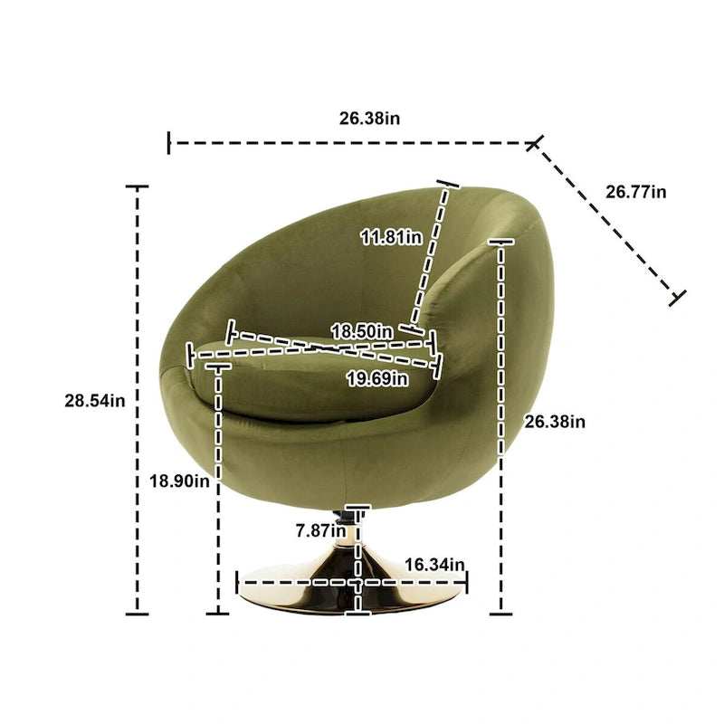 HOMEFUN Fauteuils d'appoint pivotants à 360° en velours, modèle Cuddle Barrel, lot de 2