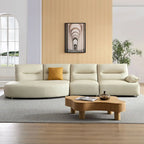 Canapé d'angle incurvé en cuir pour salon, ensemble de canapés 4 places rembourrés