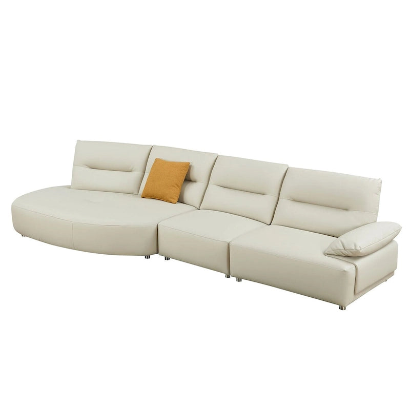 Canapé d'angle incurvé en cuir pour salon, ensemble de canapés 4 places rembourrés