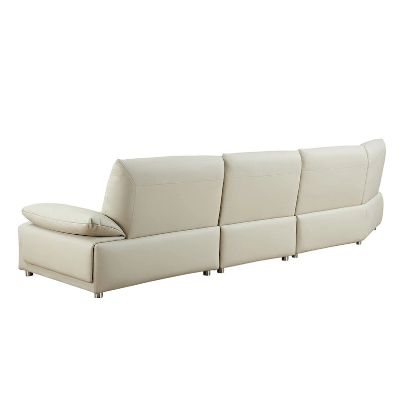 Canapé d'angle incurvé en cuir pour salon, ensemble de canapés 4 places rembourrés