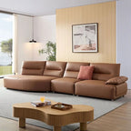 Canapé d'angle incurvé en cuir pour salon, ensemble de canapés 4 places rembourrés