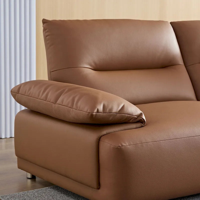 Canapé d'angle incurvé en cuir pour salon, ensemble de canapés 4 places rembourrés