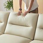 Canapé d'angle incurvé en cuir pour salon, ensemble de canapés 4 places rembourrés