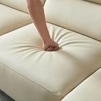 Canapé d'angle incurvé en cuir pour salon, ensemble de canapés 4 places rembourrés