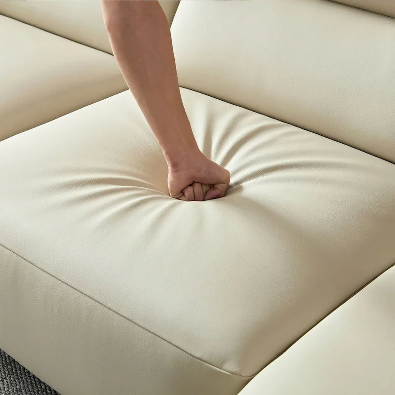 Canapé d'angle incurvé en cuir pour salon, ensemble de canapés 4 places rembourrés