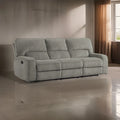 Neo 99 Inch Manual Double Recliner Sofa, 3 Seater Soft Gray Chenille Fabric
