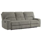 Canapé inclinable manuel Neo 99 pouces, 3 places, tissu chenille gris doux