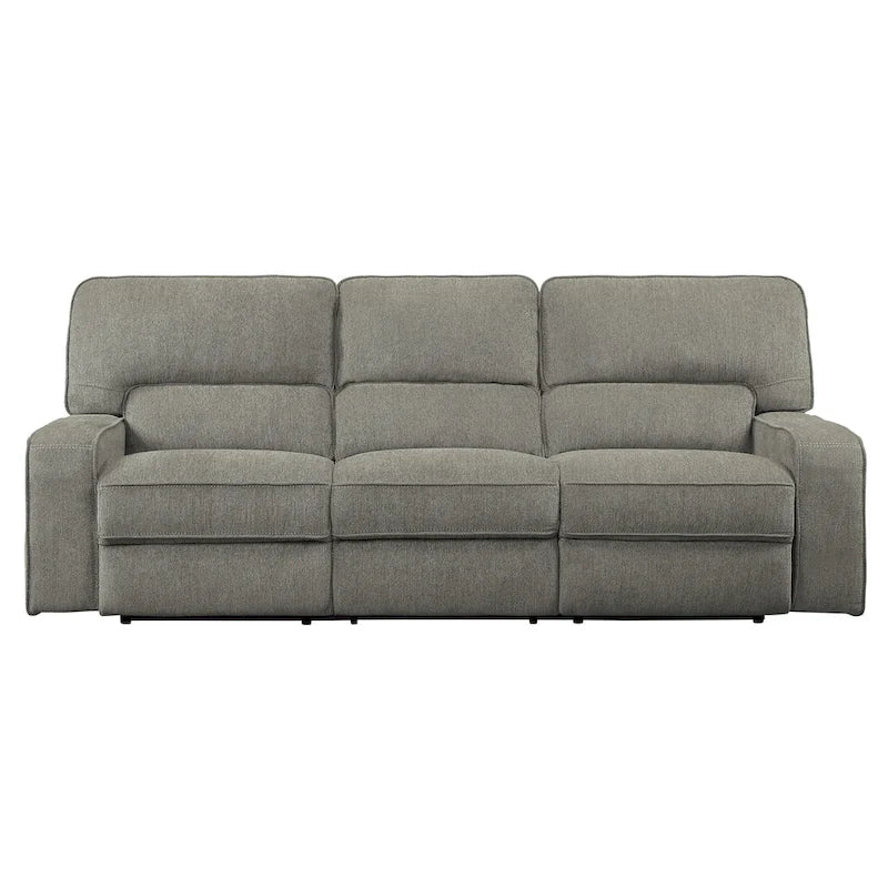 Canapé inclinable manuel Neo 99 pouces, 3 places, tissu chenille gris doux