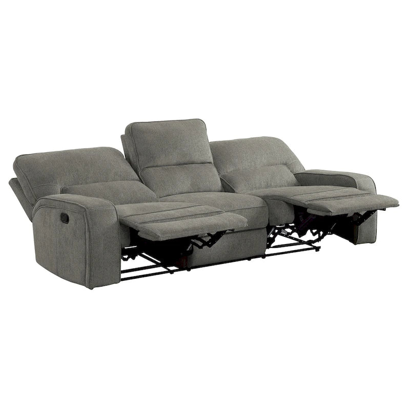 Canapé inclinable manuel Neo 99 pouces, 3 places, tissu chenille gris doux