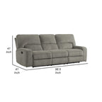 Canapé inclinable manuel Neo 99 pouces, 3 places, tissu chenille gris doux