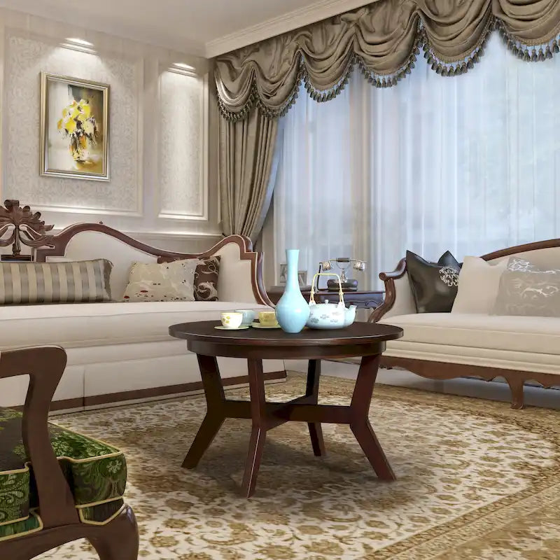 Table basse ronde en bois de 32 pouces