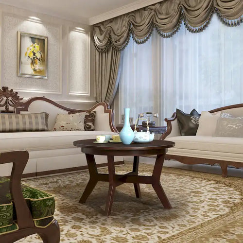 Table basse ronde en bois de 32 pouces