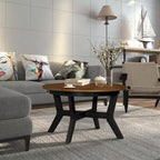 Table basse ronde en bois de 32 pouces