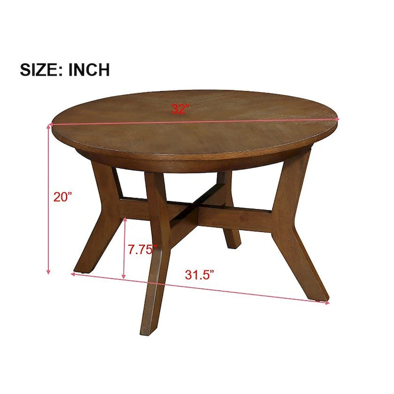 Table basse ronde en bois de 32 pouces