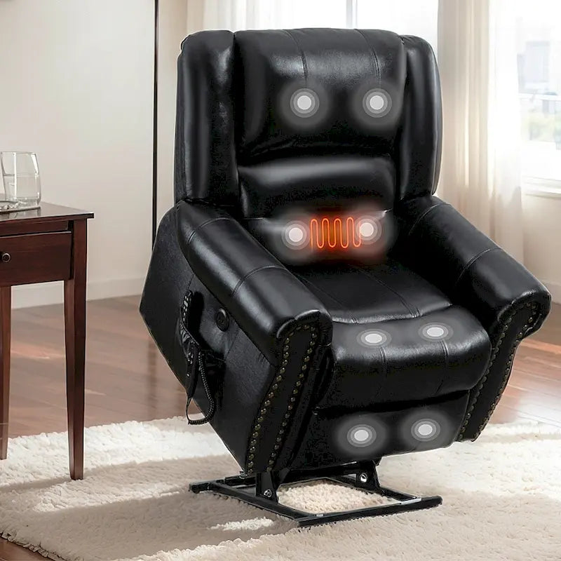 Fauteuils releveurs à double moteur en cuir véritable, massage et chauffage, ports USB