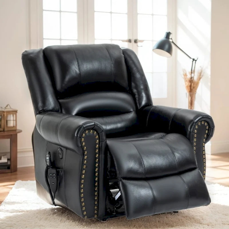 Fauteuils releveurs à double moteur en cuir véritable, massage et chauffage, ports USB